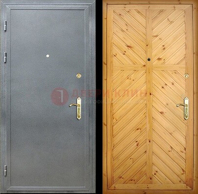 Серая металлическая дверь с евровагонкой ДЕ-12 в Тамбове