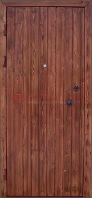 Коричневая железная дверь с евровагонкой ДЕ-18 в Тамбове