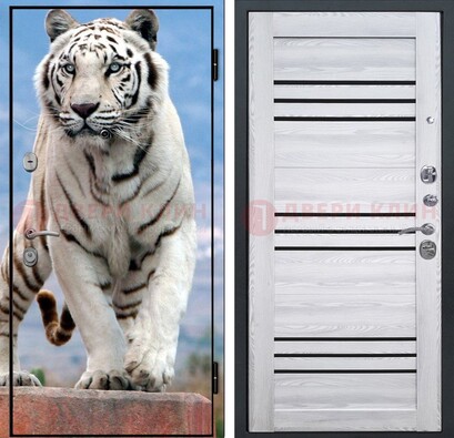 Стальная дверь с фотопечатью тигра ДФ-12 в Тамбове