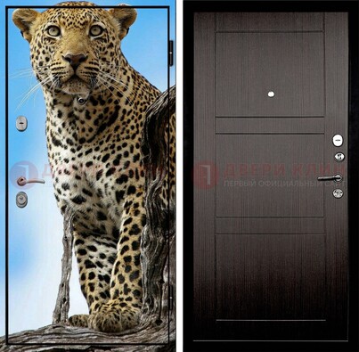Железная дверь с рисунком гепарда снаружи ДФ-27 в Тамбове