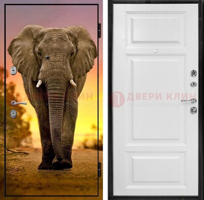 Металлическая дверь с фотопечатью слона ДФ-30 в Тамбове