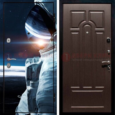 Стальная дверь с фотопечатью космонавта ДФ-4 в Тамбове