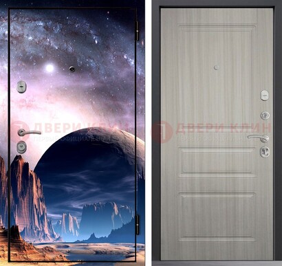 Железная дверь с фотопечатью космоса и планеты ДФ-50 в Долгопрудном
