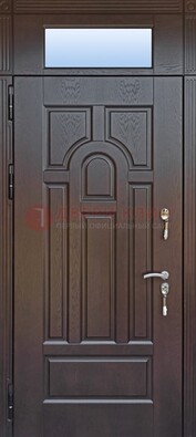 Железная дверь с фрамугой в коричневом цвете ДФГ-22 в Тамбове