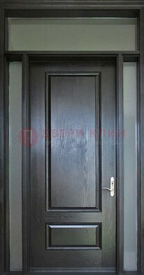 Черная металлическая дверь с фрамугами и стеклом ДФГ-24 в Тамбове