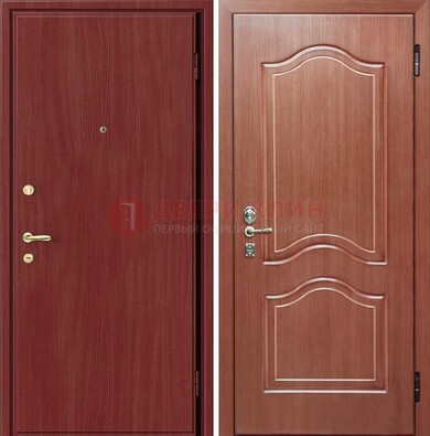 Красная металлическая дверь с ламинатом МДФ внутри ДЛ-8 в Тамбове