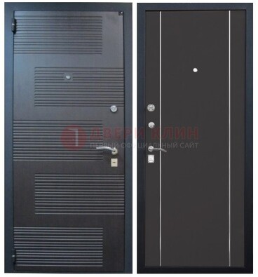 Темная металлическая дверь с МДФ ДМ-105 в деревянный дом в Тамбове