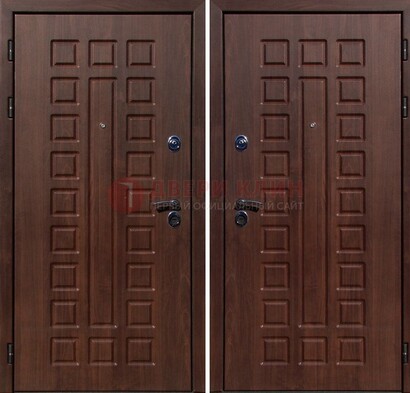 Коричневая железная дверь с МДФ снаружи ДМ-113 в Домодедово