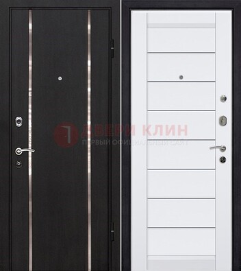 Черная входная дверь с МДФ и декоративными вставками ДМ-143 в Тамбове