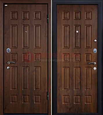 Коричневая металлическая дверь с МДФ ДМ-156 для квартиры в Тамбове