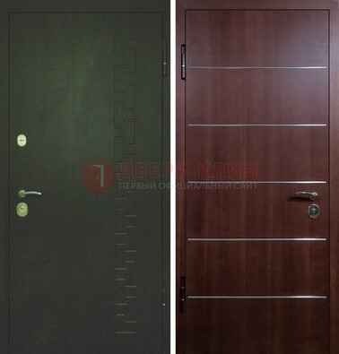Темная металлическая дверь с МДФ ламинат с молдингами внутри ДМ-16 в Самаре
