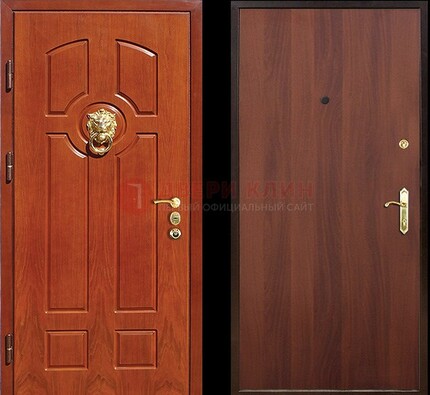 Оранжевая стальная дверь с МДФ ламинат внутри ДМ-18 в квартиру в Тамбове