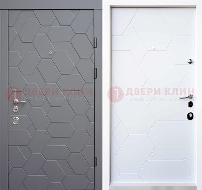 Серая стальная дверь с белой МДФ внутри ДМ-204 в Омске