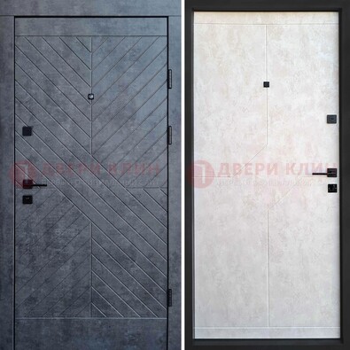 Серая железная дверь с филенчатой МДФ ДМ-217 в Тамбове