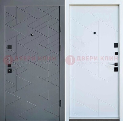 Серая металлическая дверь МДФ с узором  ДМ-224 в Тамбове