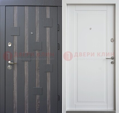 Черная металлическая дверь c МДФ и стеклом ДМ-231 в Тамбове