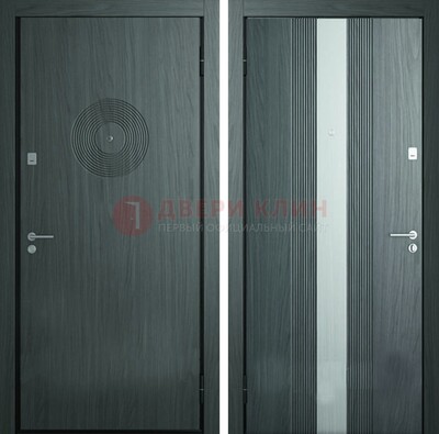 Темная железная дверь с МДФ и декоративной вставкой ДМ-25 в Тамбове