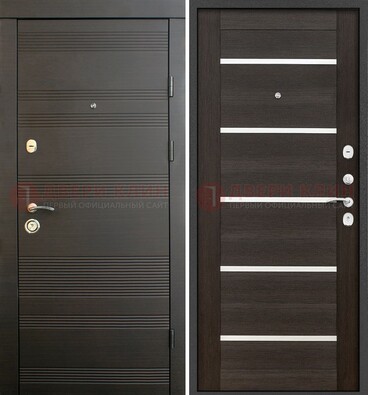 Черная металлическая входная дверь и внутри коричневый МДФ ДМ-301 в Тамбове