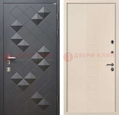 Темная металлическая дверь с МДФ в цвете Махагон ДМ-319 в Тамбове