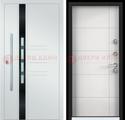 Металлическая дверь в белом цвете с МДФ ДМ-323 в Тамбове