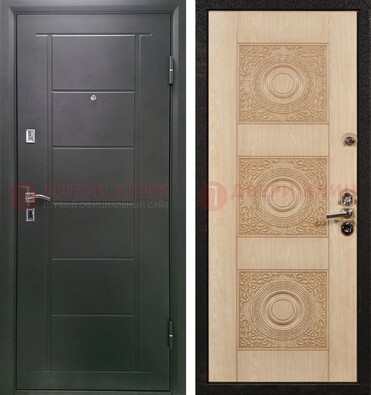 Темная железная дверь с МДФ в квартиру ДМ-344 в Тамбове