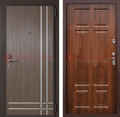 Темно-коричневая металлическая дверь с МДФ ДМ-373 в Тамбове