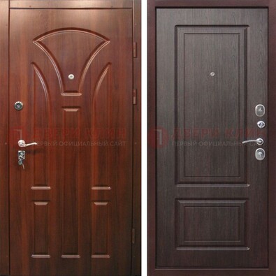 Темная железная дверь с коричневыми МДФ ДМ-376 в Тамбове