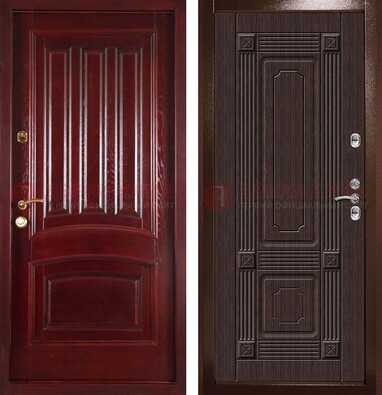 Красная стальная дверь с филенчатой МДФ ДМ-398 в Тамбове