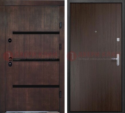 Темная стальная дверь с МДФ в стиле хайтек ДМ-414 в Тамбове