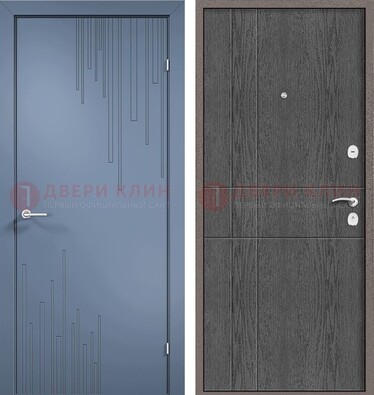 Синяя металлическая дверь МДФ в квартиру ДМ-434 в Тамбове