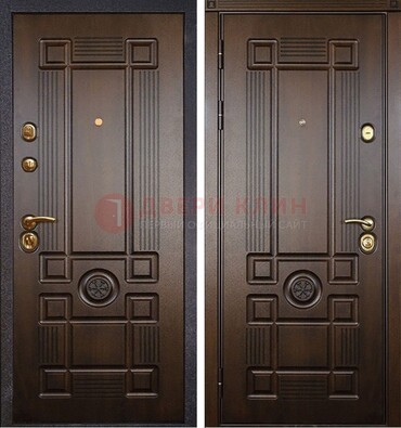 Квартирная коричневая железная дверь с МДФ ДМ-45 в Тамбове