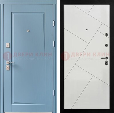 Синяя железная дверь с МДФ панелями ДМ-491 в Тамбове