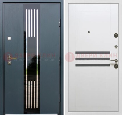 Темная квартирная дверь с разными МДФ ДМ-504 в Тамбове