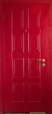 Красная стальная дверь с МДФ с рисунком ДМ-94 в квартиру в Тамбове