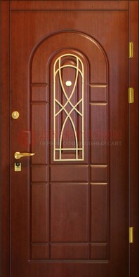 Коричневая входная дверь с массивом дуба с рисунком ДМД-33 в Тамбове