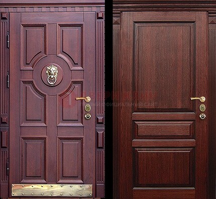 Темная входная дверь с массивом дуба с декоративной вставкой ДМД-6 в Тамбове