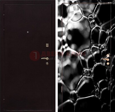 Черная стальная дверь с порошковым окрасом с фотопечатью ДП-158 в Тамбове