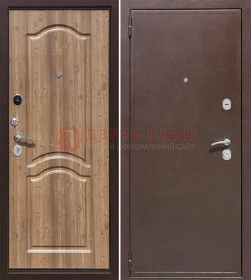 Коричневая железная дверь с порошковым окрасом ДП-191 в Тамбове
