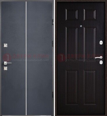 Железная дверь с порошковым покрытием и отделкой Темный орех внутри ДП-211 в Тамбове