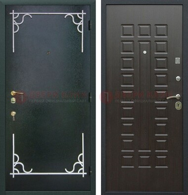 Темная входная дверь с порошковым покрытием и МДФ венге ДП-223 