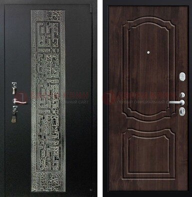 Темная входная дверь с порошковым покрытием и МДФ внутри ДП-224 в Тамбове