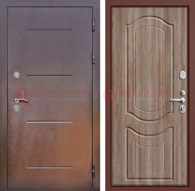 Стальная дверь с порошковым покрытием с коричневой МДФ ДП-226 в Тамбове