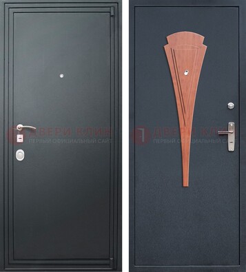 Черная железная дверь с порошковым покрытием и накладкой МДФ внутри ДП-245 в Уфе