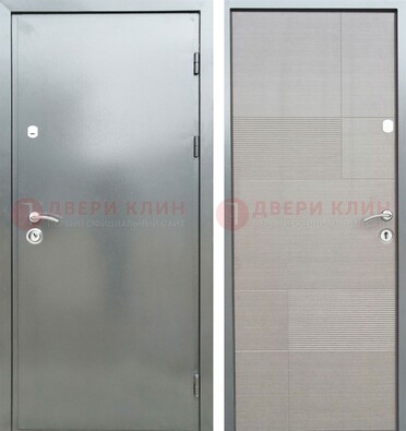 Металлическая серая дверь с порошковым покрытием и МДФ Белый ясень ДП-250 в Тамбове