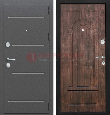 Железная дверь Антик серебро с порошковым напылением и МДФ Тисненый орех ДП-260 в Тамбове