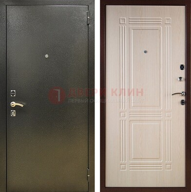 Стальная темно-серая дверь с порошковым напылением и МДФ Белый дуб ДП-277 в Тамбове