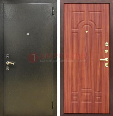Входная темно-серая дверь с порошковой отделкой и МДФ Миланский орех ДП-281 в Тамбове