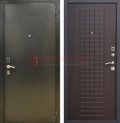Темная железная дверь с порошковым напылением и терморазрывом МДФ Махагон ДП-286 в Тамбове
