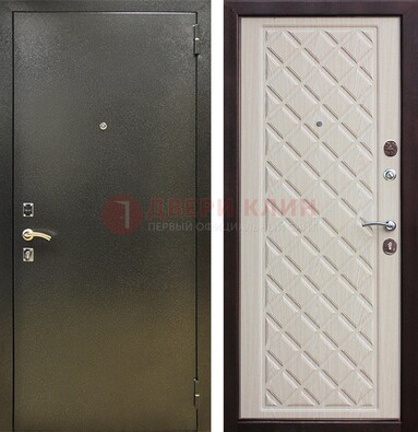 Темно-серая железная дверь с порошковым покрытием и филенчатой МДФ ДП-289 в Тамбове