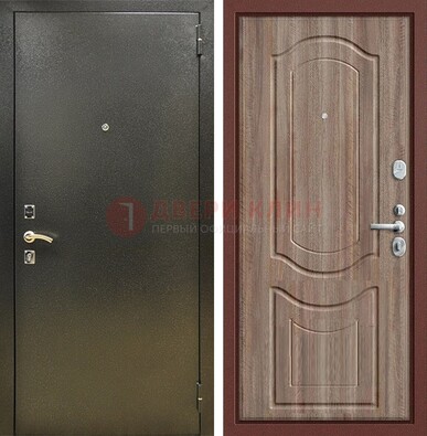 Темно-серая входная дверь с порошковым покрытием и коричневая МДФ ДП-290 в Тамбове